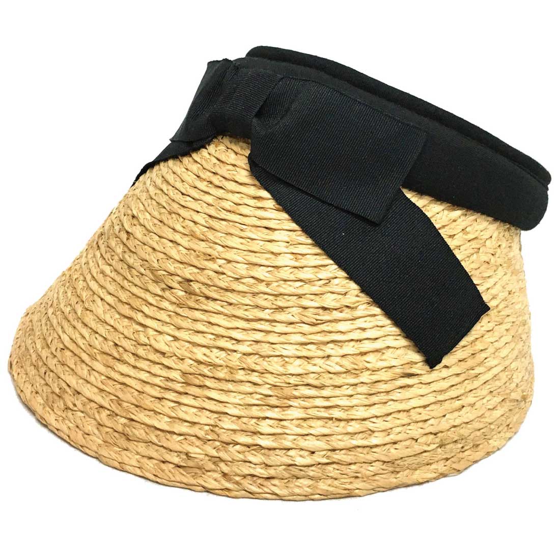 麦わら帽子 サンバイザー ラフィア つば広 レディース 帽子 お洒落