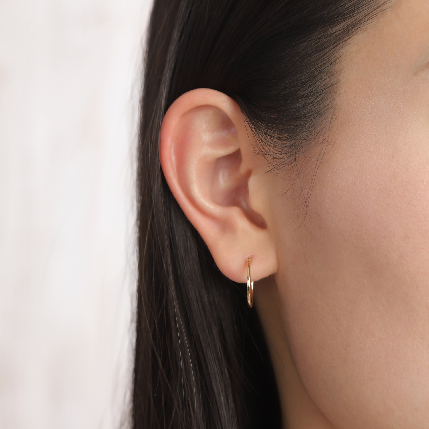 18金 フープピアス 1mm × 15mm 片耳 1個 ゴールド レディース メンズ