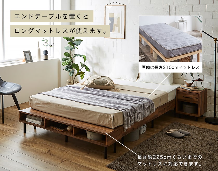 すのこベッド ベッドフレームのみ ダブル 木製 ヘッドレスベッド