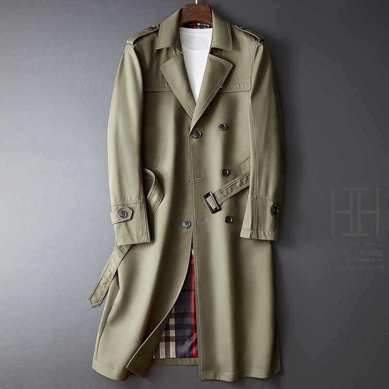 ホームアイホーム ロング ダブルトレンチコートメンズ ビジネス