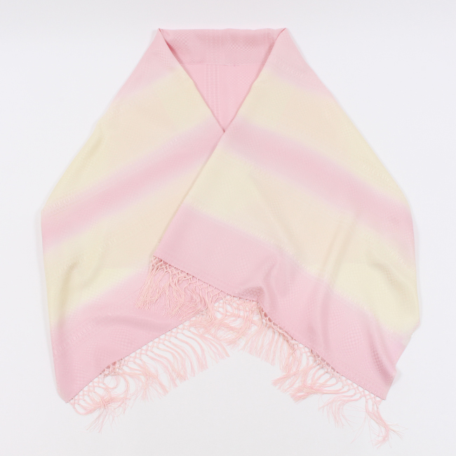 きもの 和 ショール 和装 正絹 無地 大判 幾何学横段地紋 ピンク