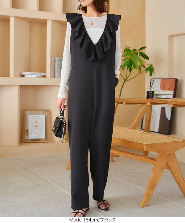 KOBE LETTUCE（神戸レタス） ディープネックフリルオールインワン