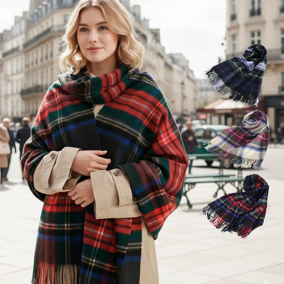 Johnstons ジョンストンズ 大判 ストール マフラー Cashmere Tartans