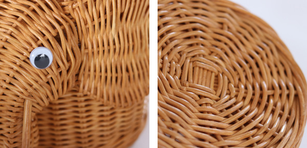 籐 ミニバスケット ゾウ ラタン製 幅19cm （ 動物 アニマル かご