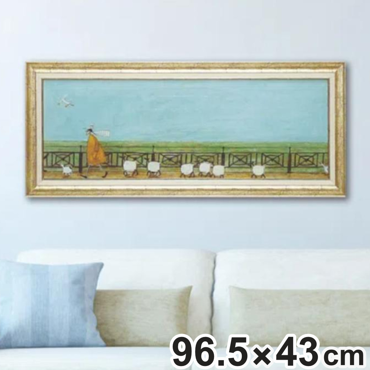 アートパネル サムトフト 『ひつじ達と散歩』 96.5×43cm （ 絵画 絵