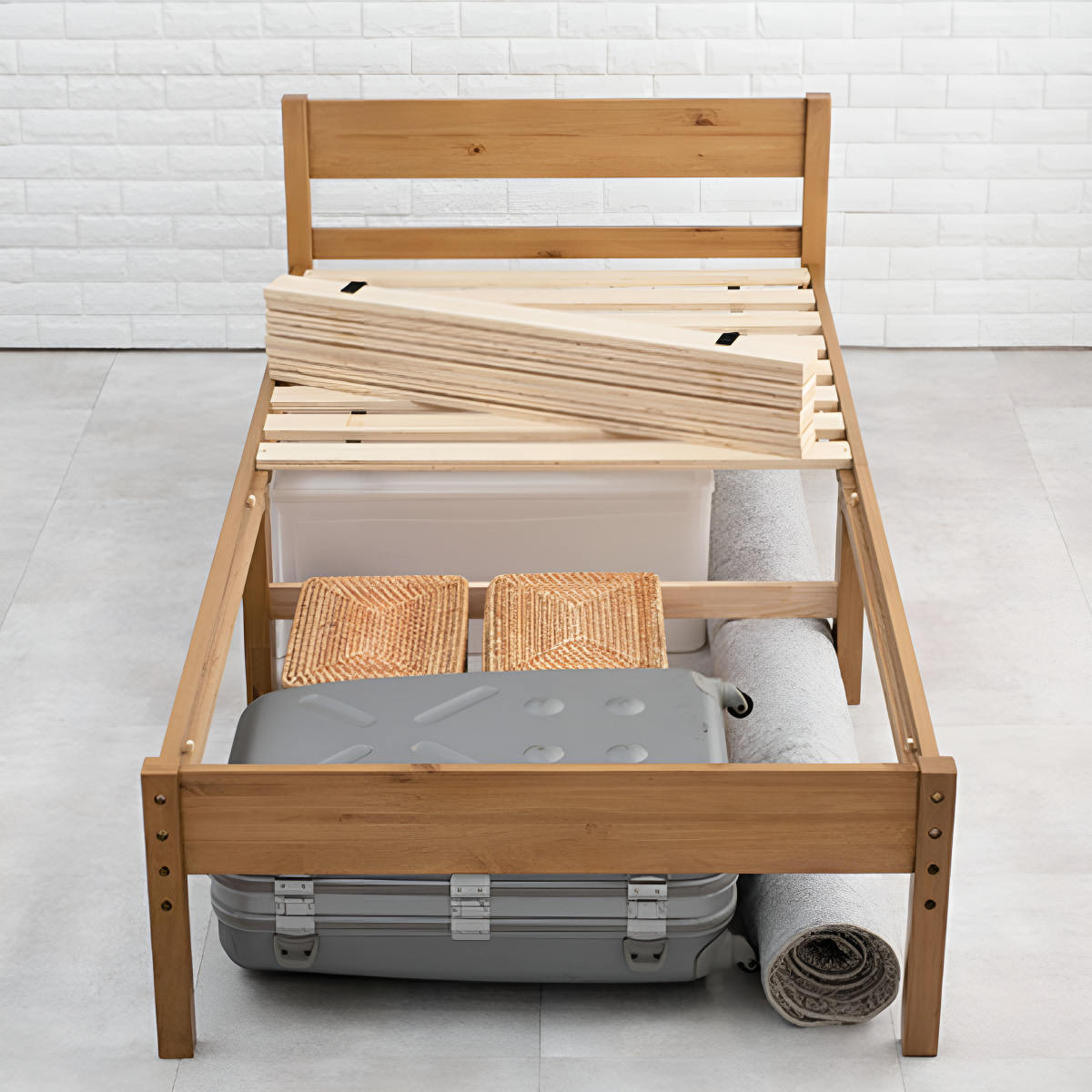 HAGiHARA（萩原） シングルベッド すのこ 2口コンセント 宮棚付 高さ