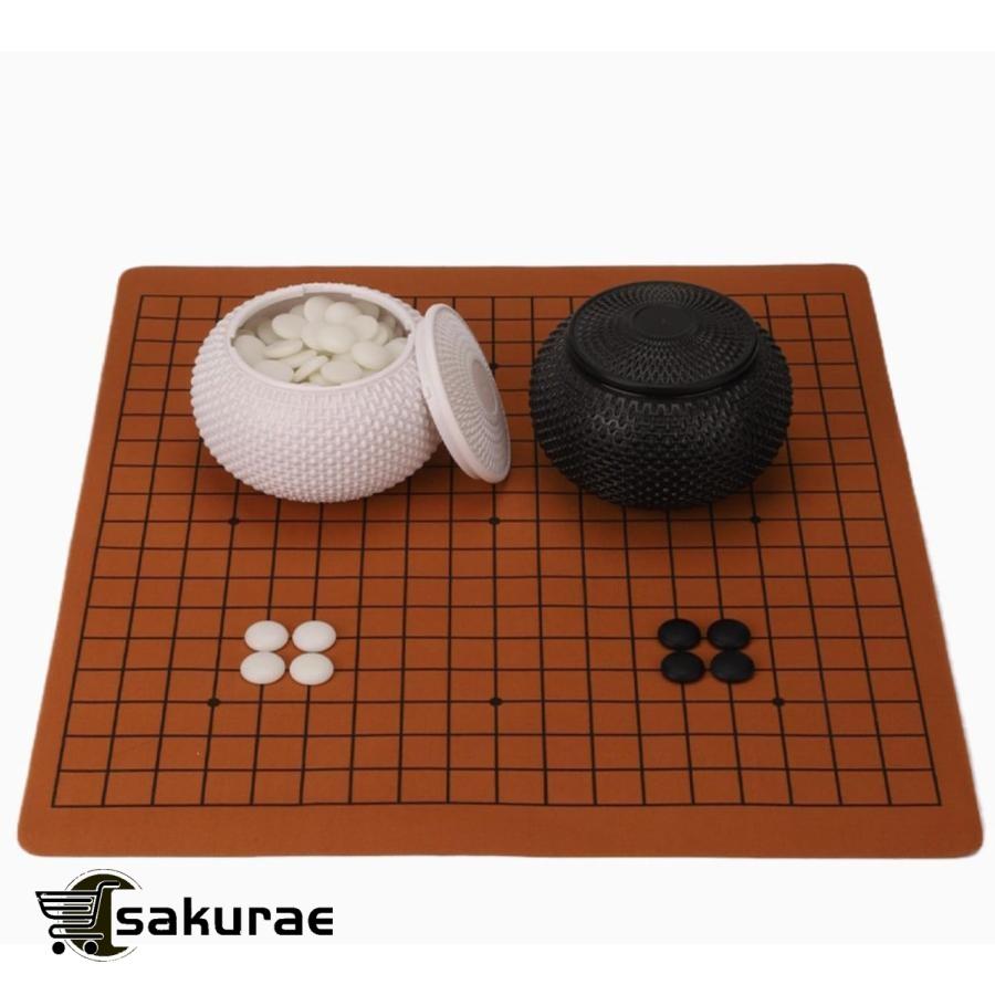 囲碁セット 囲碁 碁盤セット 19路盤 携帯便利 折り畳み式碁盤盤 : 楽