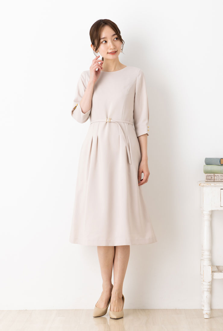 SALE50)ナチュラルクロス ウォッシャブル ワンピース 2点 セットスーツ