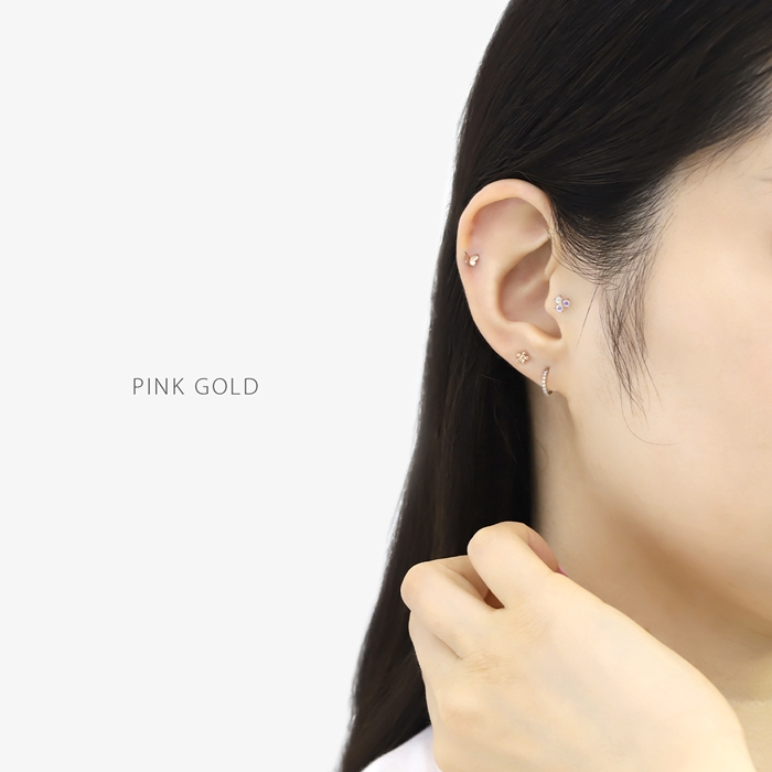 凛 RIN 軟骨ピアス 16G ボディピアス 三つ葉 クローバー ジュエル