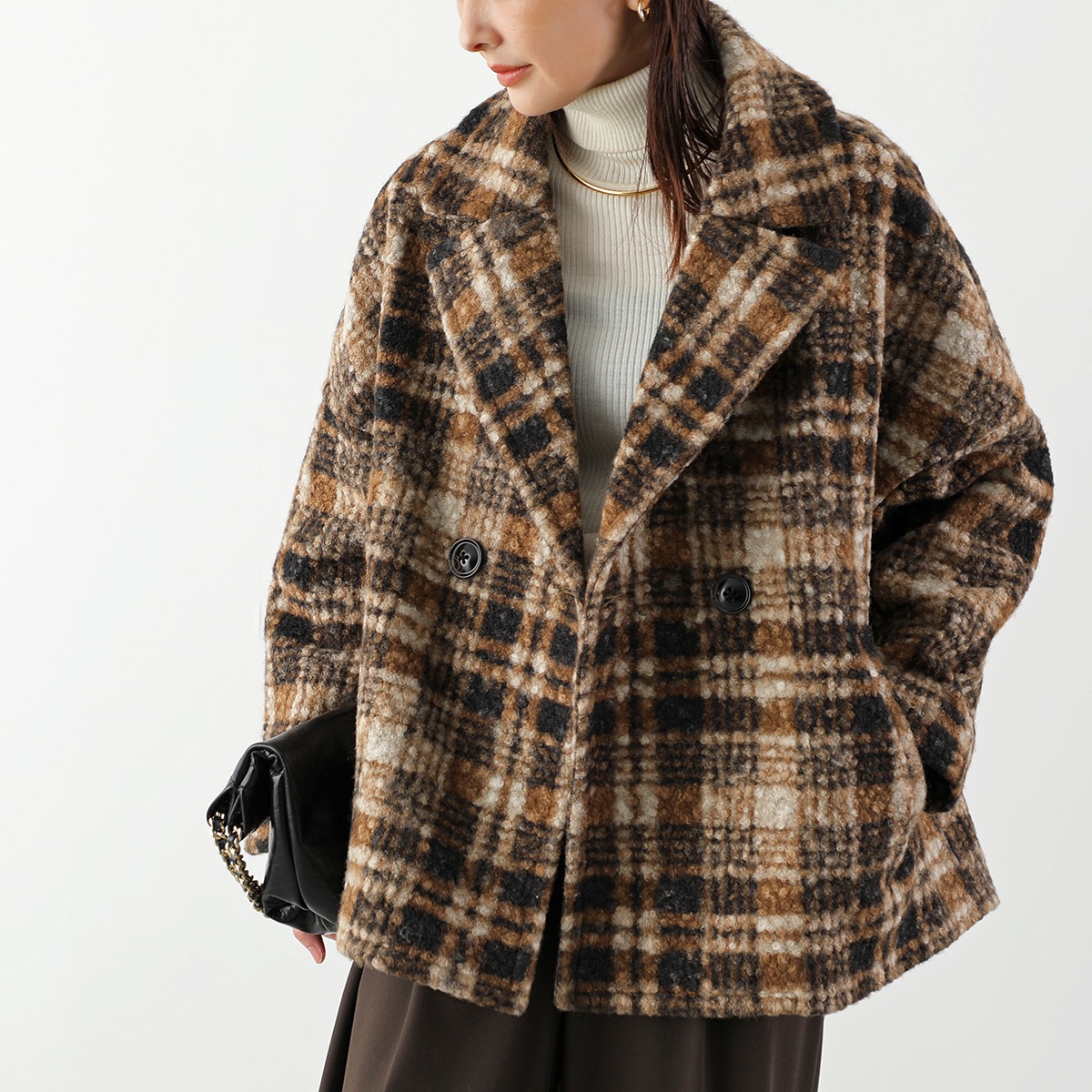 anana（アナナ） ショートコート a79-025 レディース チェック柄 軽量