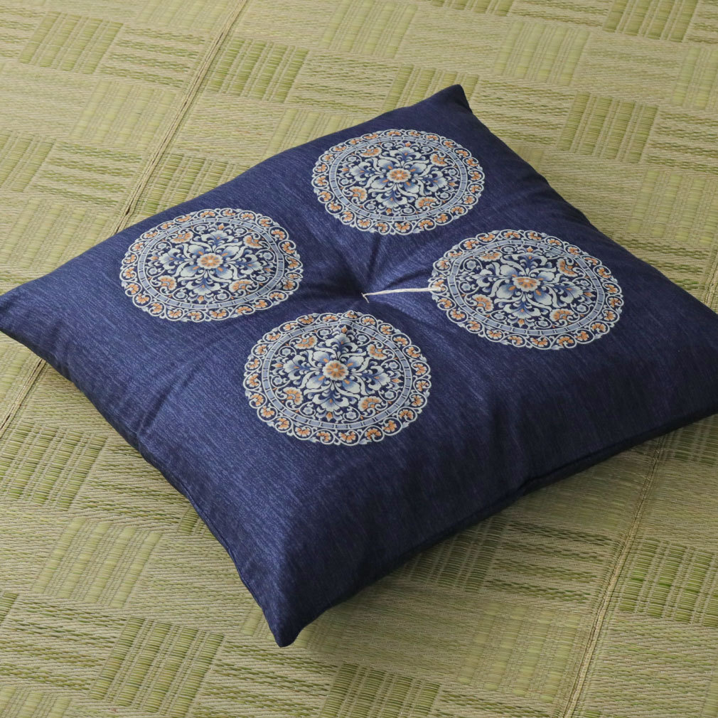 座布団 クッション 55×59cm 1枚単品 銘仙判 洗える 紋柄 日本製 古典柄