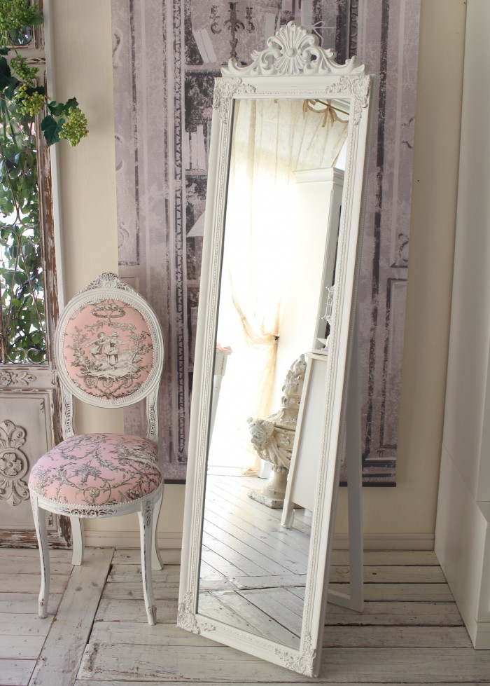 スタンドミラー 姿見ミラー 姿見 全身鏡 アンティーク調 ホワイト 大型