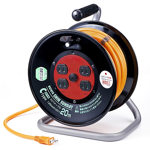 SANWA SUPPLY（サンワサプライ） 電源 コードリール 20m 延長コード 4