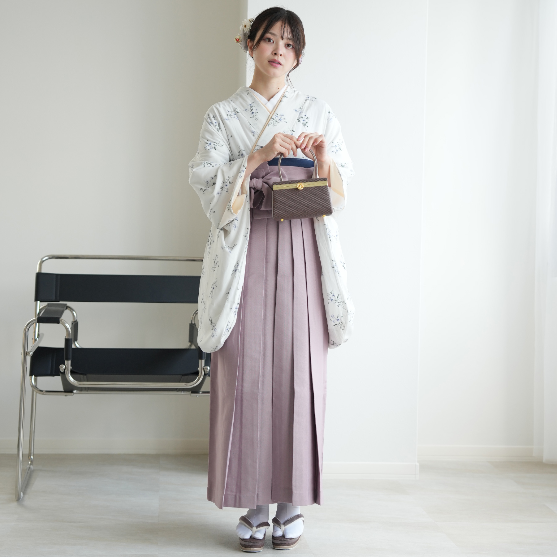 utatane 袴 卒業式 購入 2尺袖着物+袴の2点セット レトロ 袴セット 花