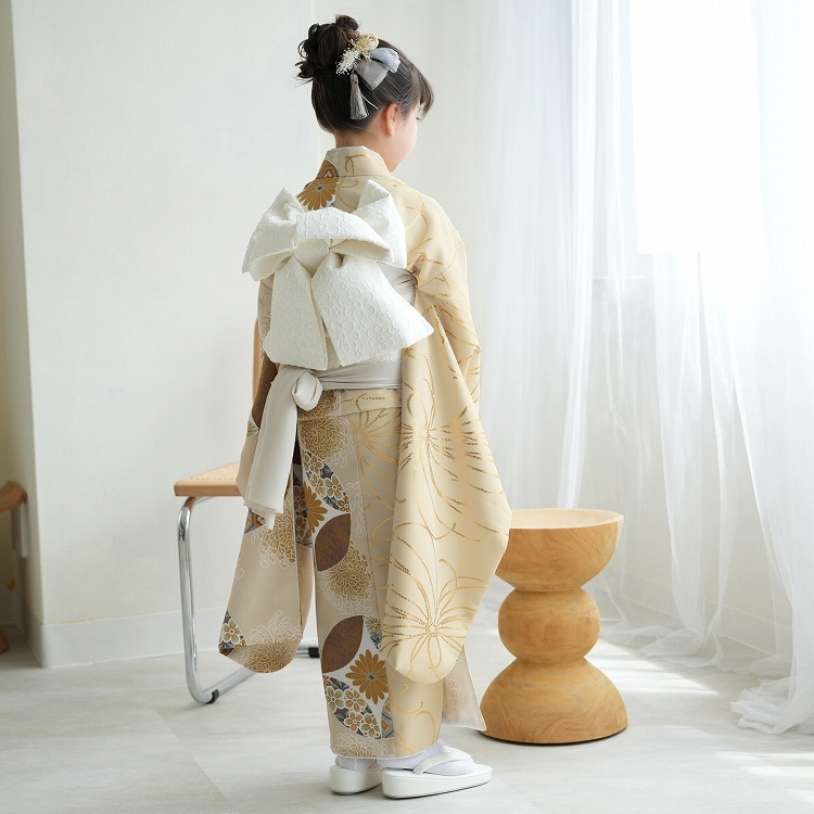 レンタル 七五三 着物 7歳 ひよこ商店 古典柄 レトロ 花 四つ身 半身