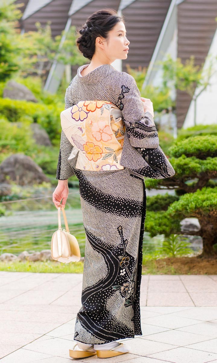 レンタル フルセット 高級正絹 訪問着 HO-MI106 総絞り 菊 桜 結婚式