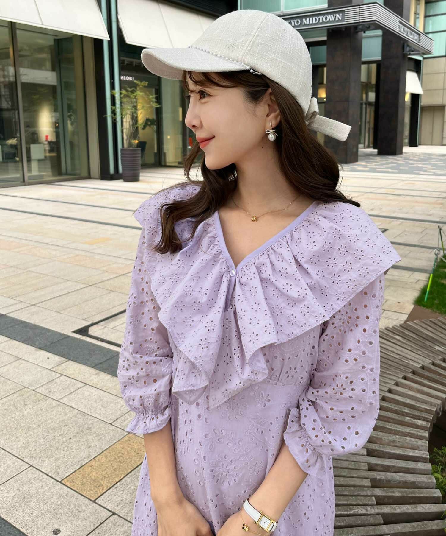 SPRING-SALE コットン レース フリル ワンピース le reve vaniller 全2