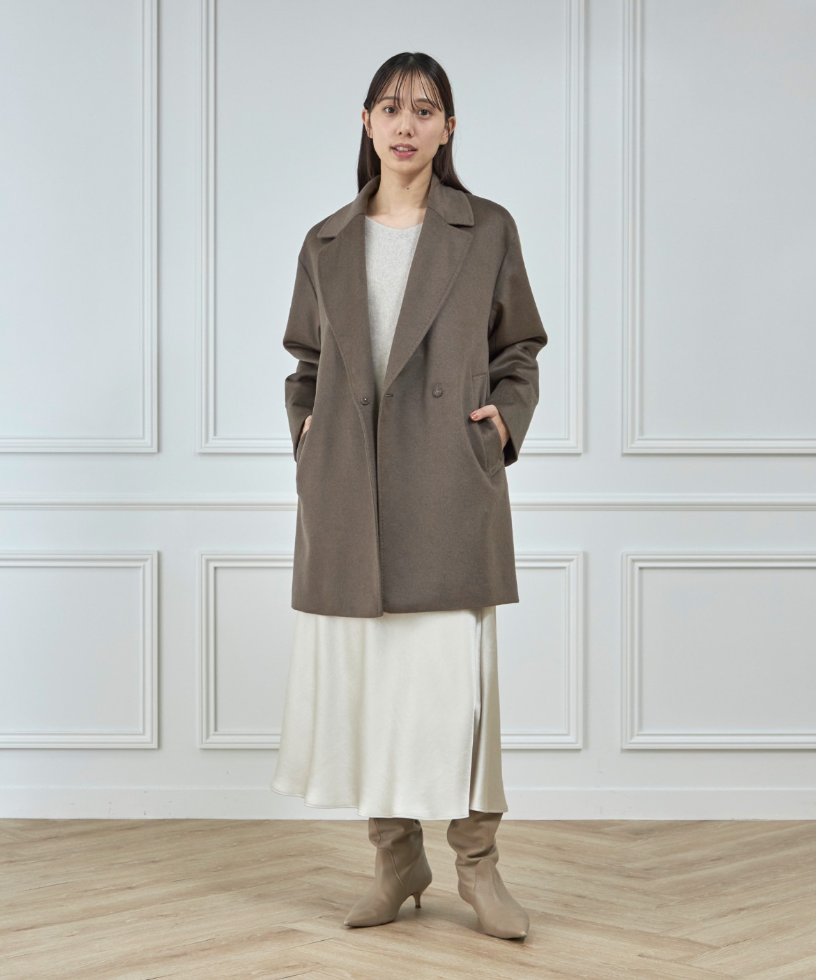 WEB限定》カシミヤ100%ミドル丈コート｜INED（イネド）｜フランドル