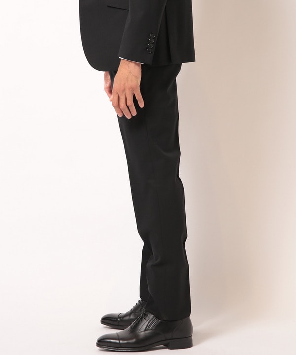 スリーピース対応】サージ綾ブラック無地スーツセットアップ｜メンズ