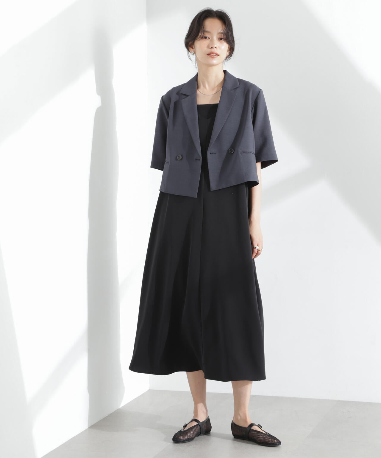 メランジドライ 半袖 ショート ダブルジャケット ( セットアップ 可)