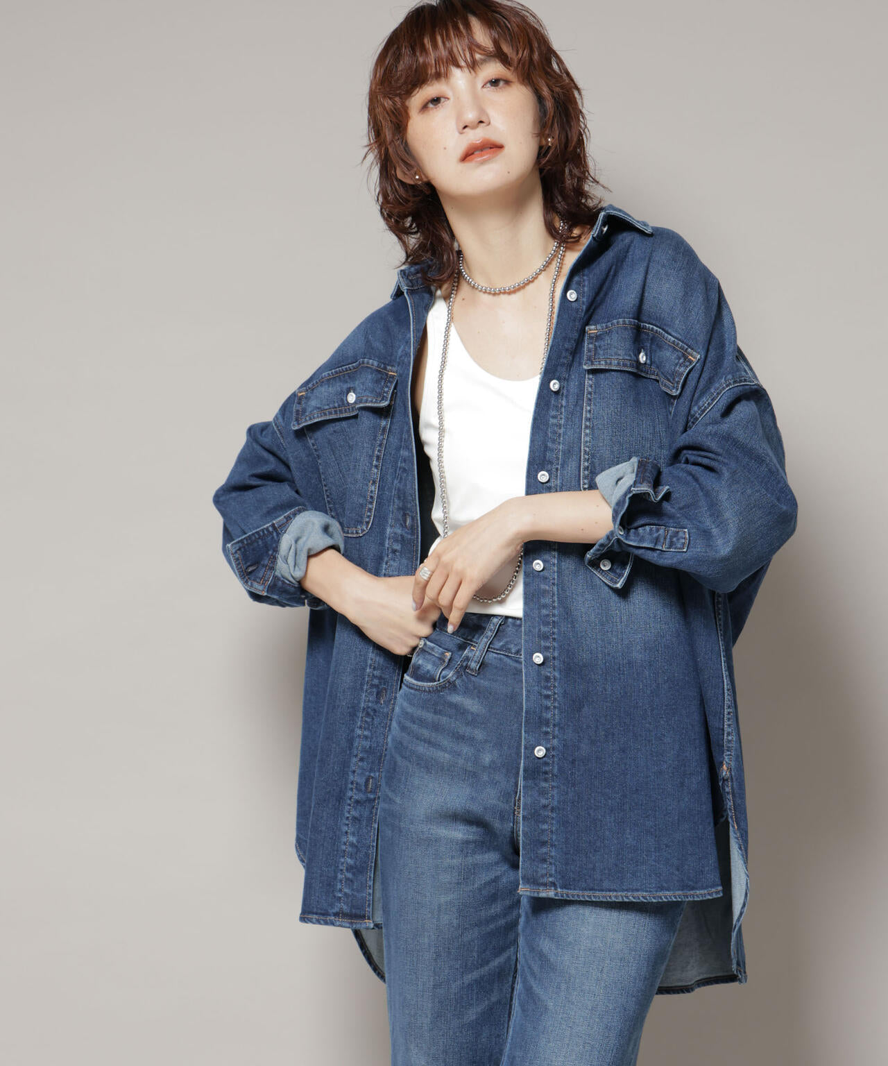 Healthy DENIM / Almond デニム ビッグシャツ