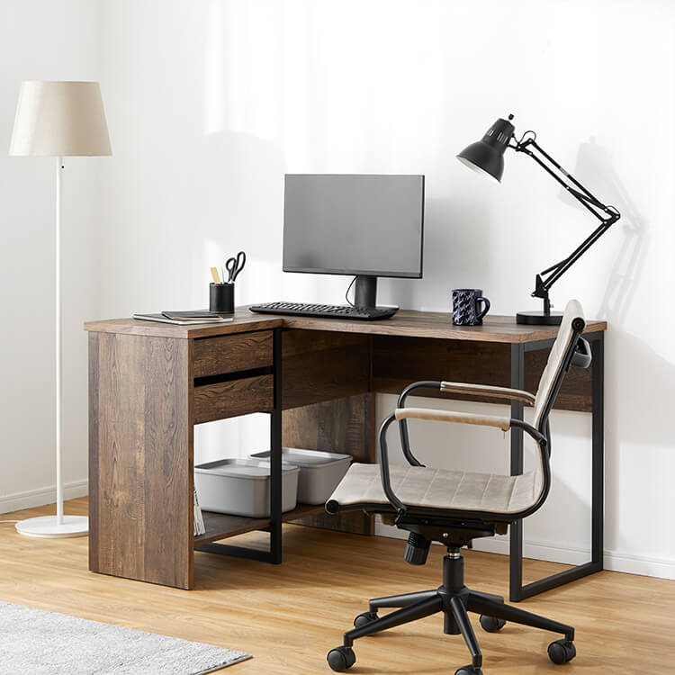 木目調L字デスク パソコンデスク [幅120] | 【公式】LOWYA(ロウヤ