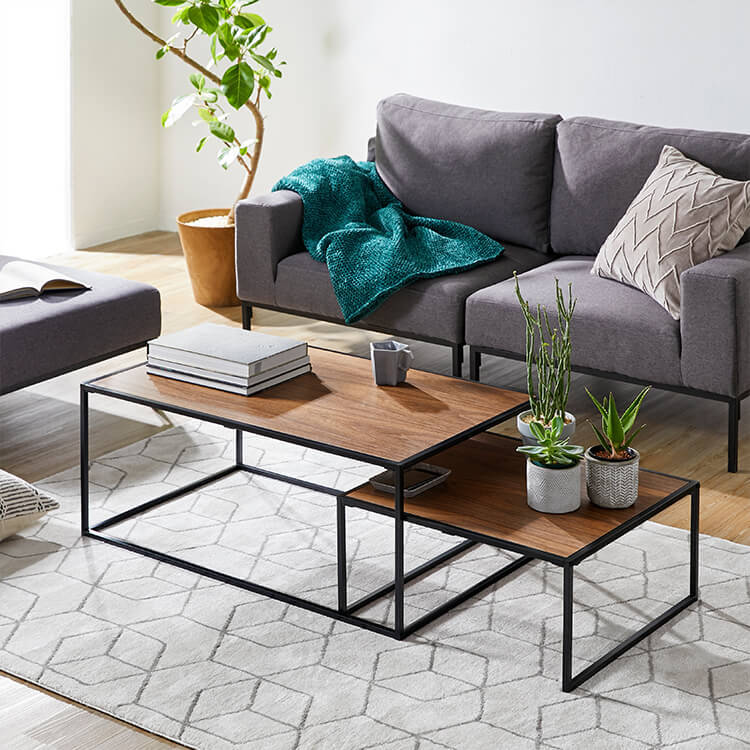 センターテーブル ウォルナット突板使用 [幅55-145] | 【公式】LOWYA