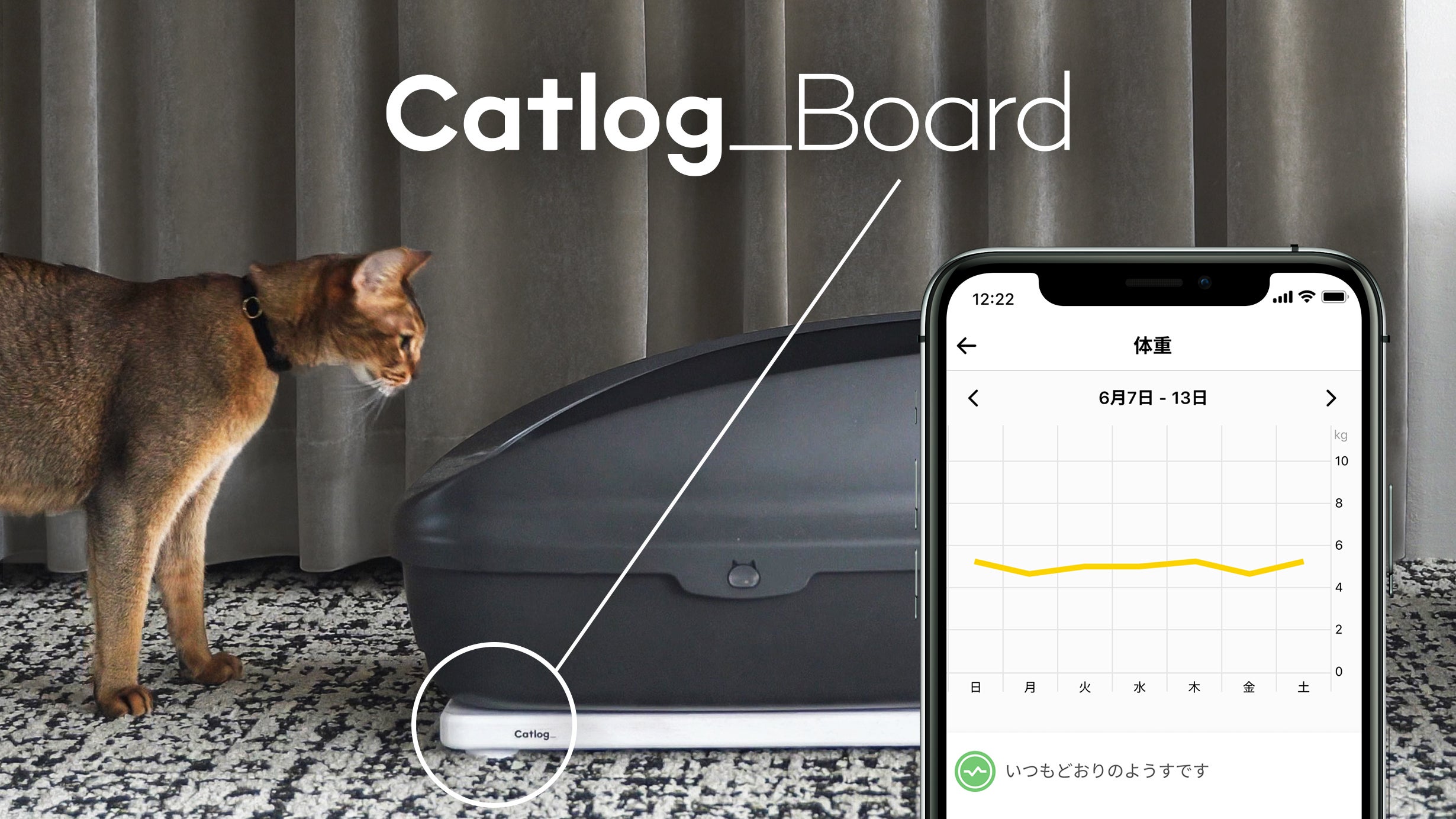 いつものトイレで猫様の体重と尿量・回数を自動で記録するCatlog Board