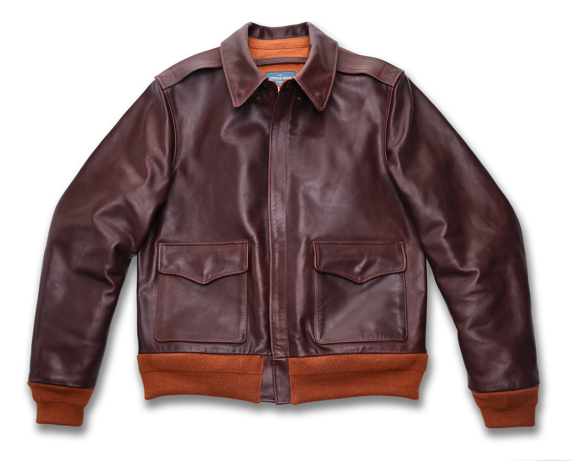 レザージャケットの決定版「A-2 」・茶芯馬革フライトジャケットを四万