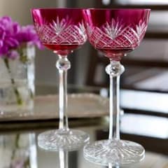 希少オールドバカラBACCARAT☆R251/ドゥエ 金赤☆ワイングラス☆ペア