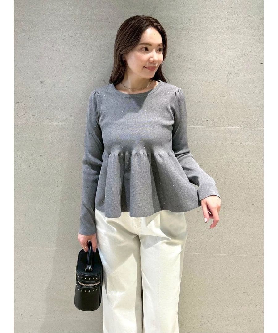 セルファード　ホットフィットビジューペプラムニットプルオーバー CELFORD｜【ウォッシャブル】ホットフィットビジューペプラムニット