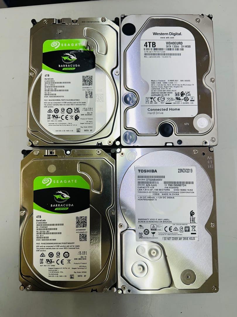 12点セット【ジャンク】3.5インチHDD/4TB*12個 2026年最新】ジャンク品まとめ大量セット - ハードディスクのお得な