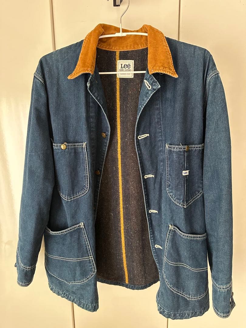 Lee デニムカバーオール コーデュロイ襟 80s Lee デニムカバーオール 襟コーデュロイ - メルカリ