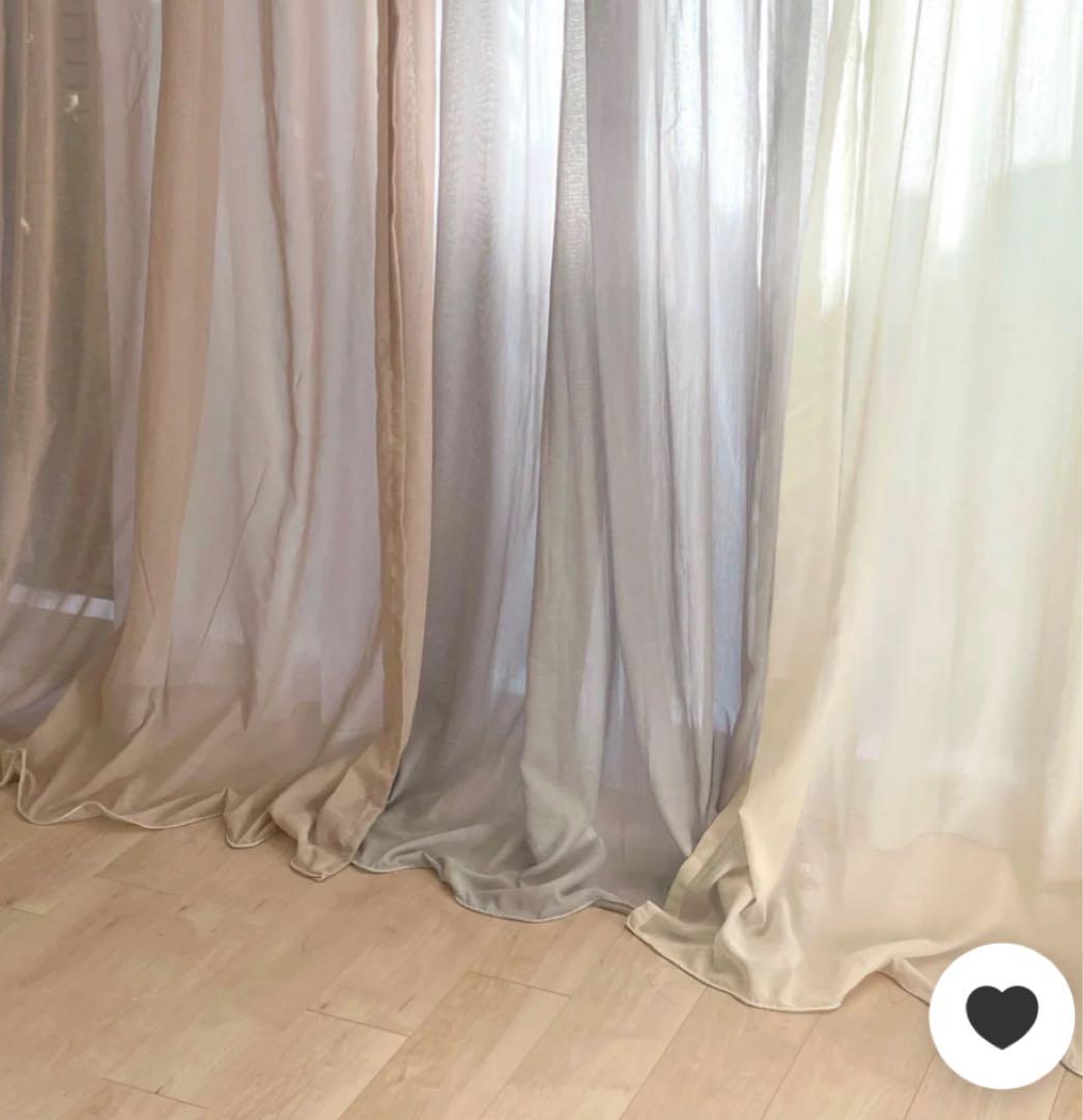 LittleRooms大人気！カラーシフォンカーテン クリーム フルオーダー 洗えるシフォンカーテン ふわふわ チュール 韓国