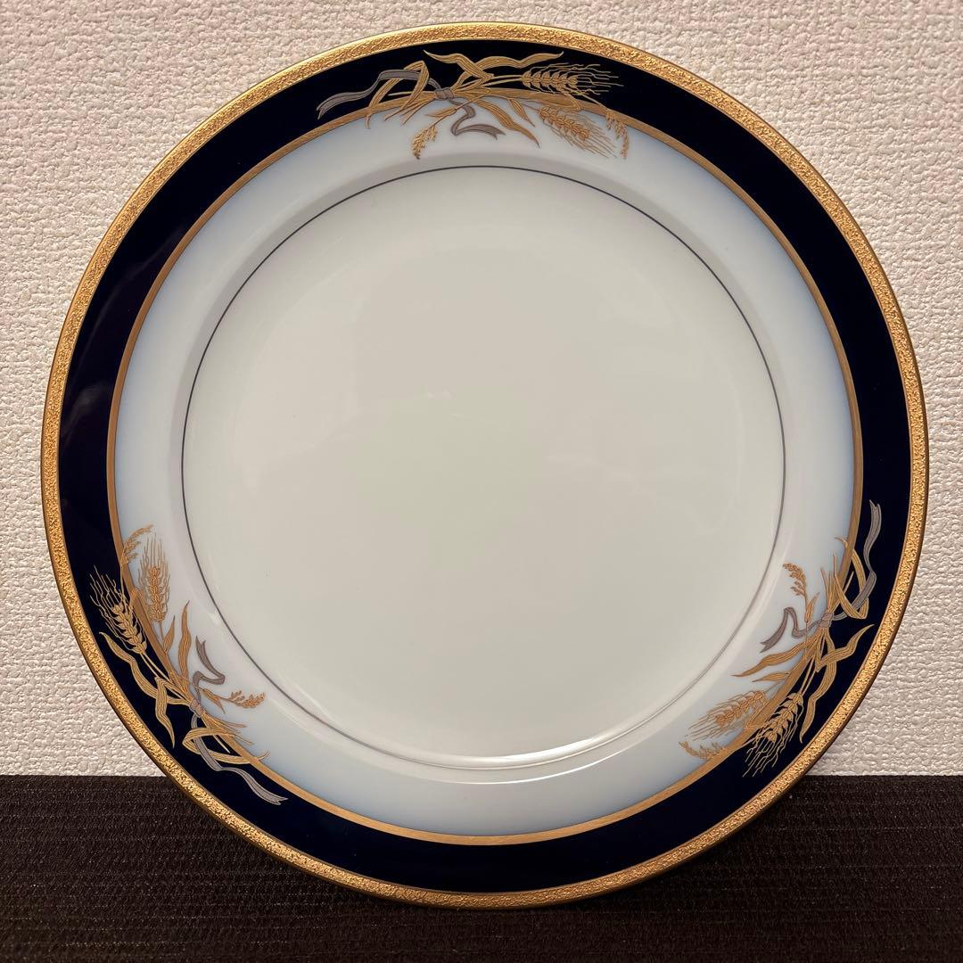 大倉陶園　ロイヤルブルー　瑠璃金彩金蝕稲穂　ディナープレート　26cm 大倉陶園 ロイヤルブルー 瑠璃金彩金蝕稲穂 オーバルプレート ディナー