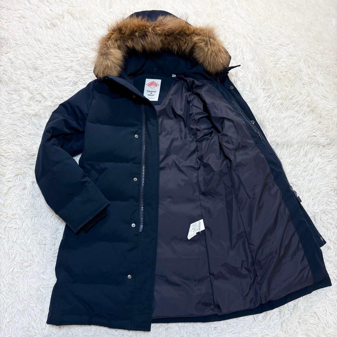 ダントン ダウンコート　ロング　ファー　2way ネイビー 34 タッサーダウン 楽天市場】Sサイズ ダントン エコ ファー フード ダウン コート