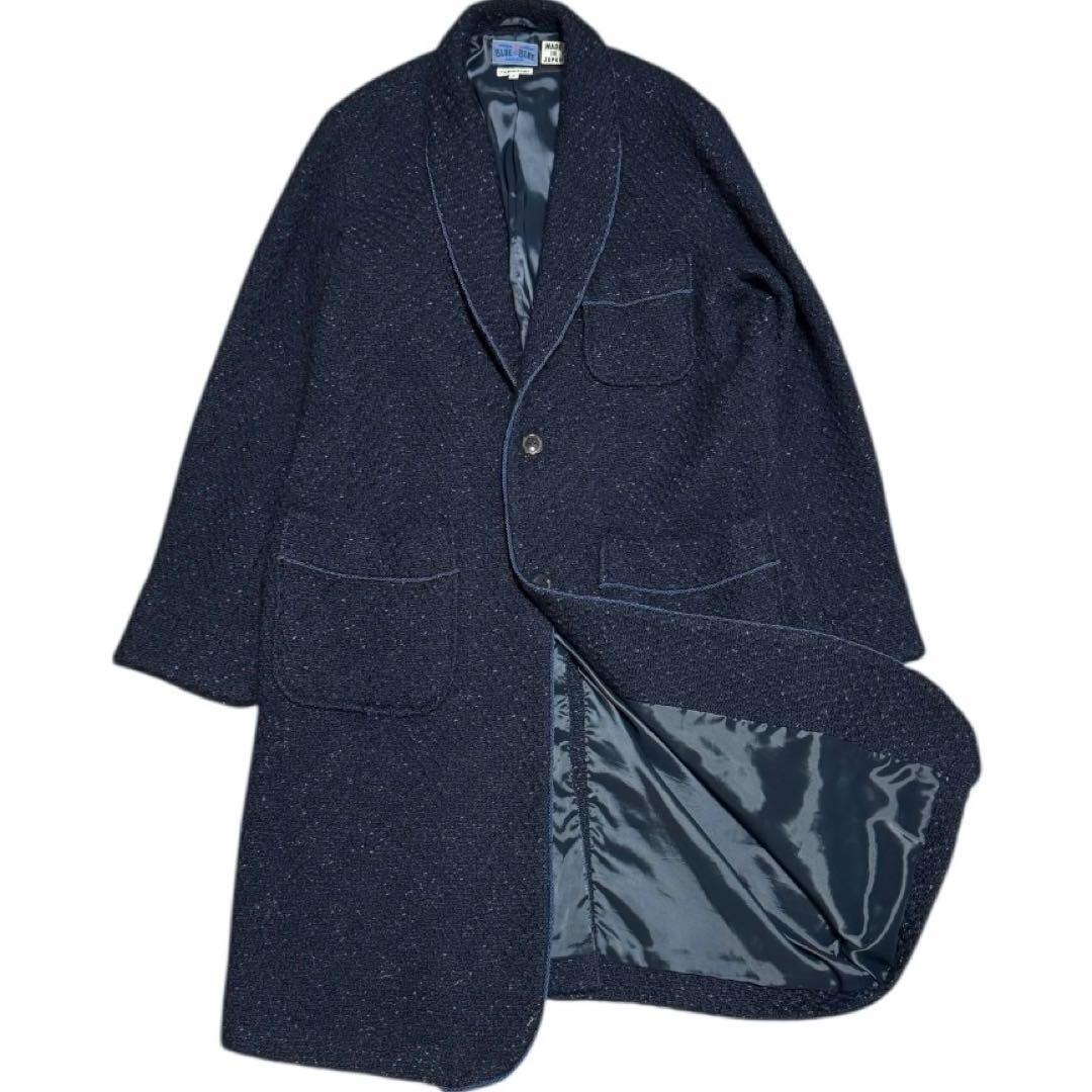 BLUE BLUE ネップ ウール ロングコート ネイビー Lサイズ 日本製 楽天市場】BLUE BLUE / ブルーブルー | JAPAN ウール ロングコート