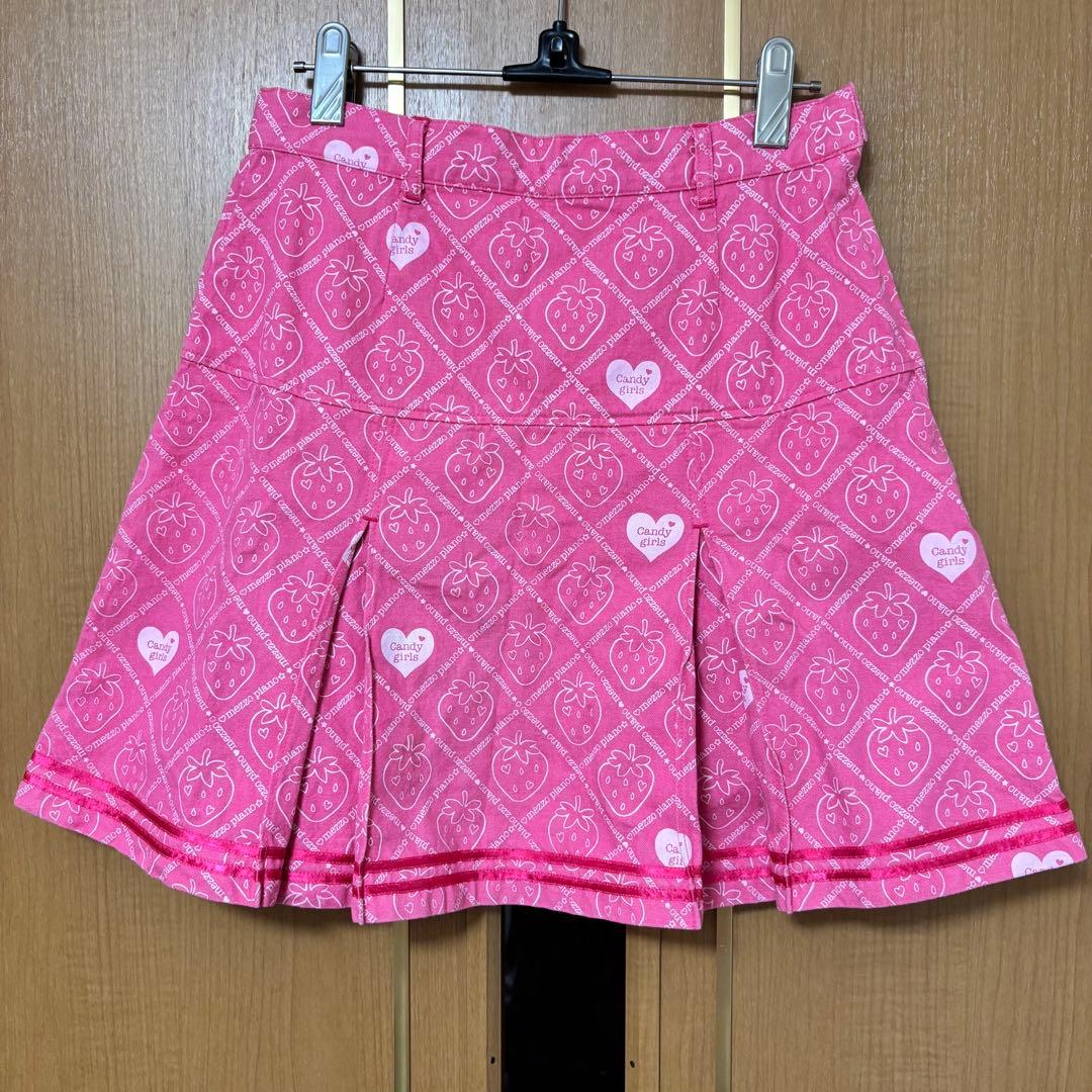 メゾピアノ スカート 160 苺のスカート　平成レトロ メゾピアノ 160 デニムスカート いちご柄 平成レトロ 女児 Y2K