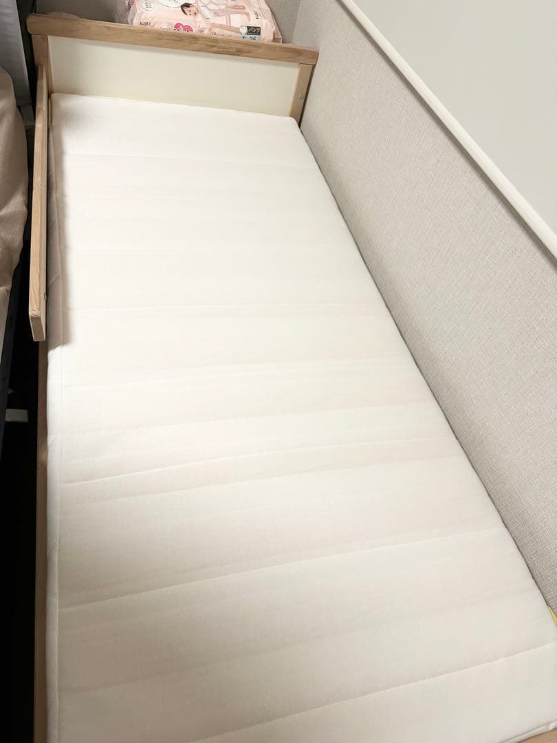 (メル様)【美品】IKEA スニーグラル マットレスつき KRANSSALVIA クランサルヴィア マットレスプロテクター, ホワイト