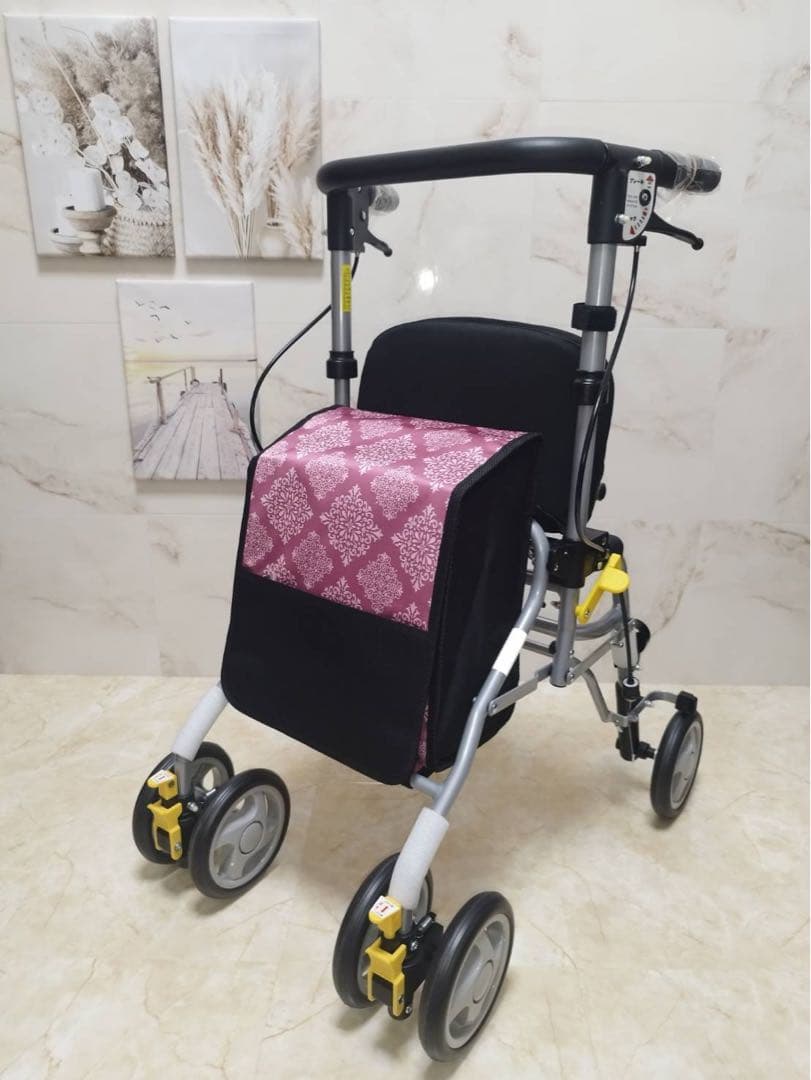 シンフォニーSPスリム　ピンク柄　歩行車シルバーカー