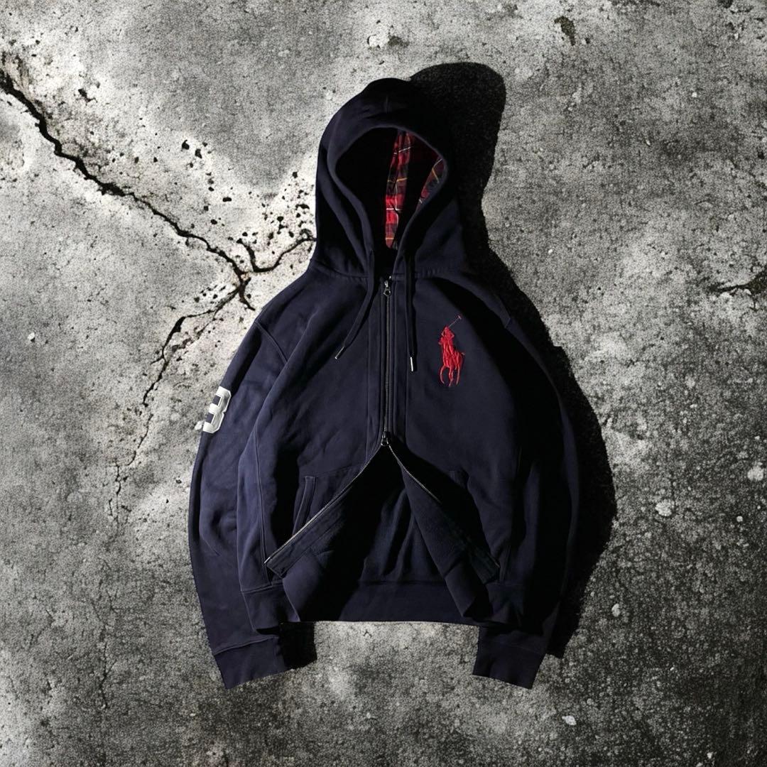 ラルフローレン ビッグポニー ダブルジップパーカー チェック 00s