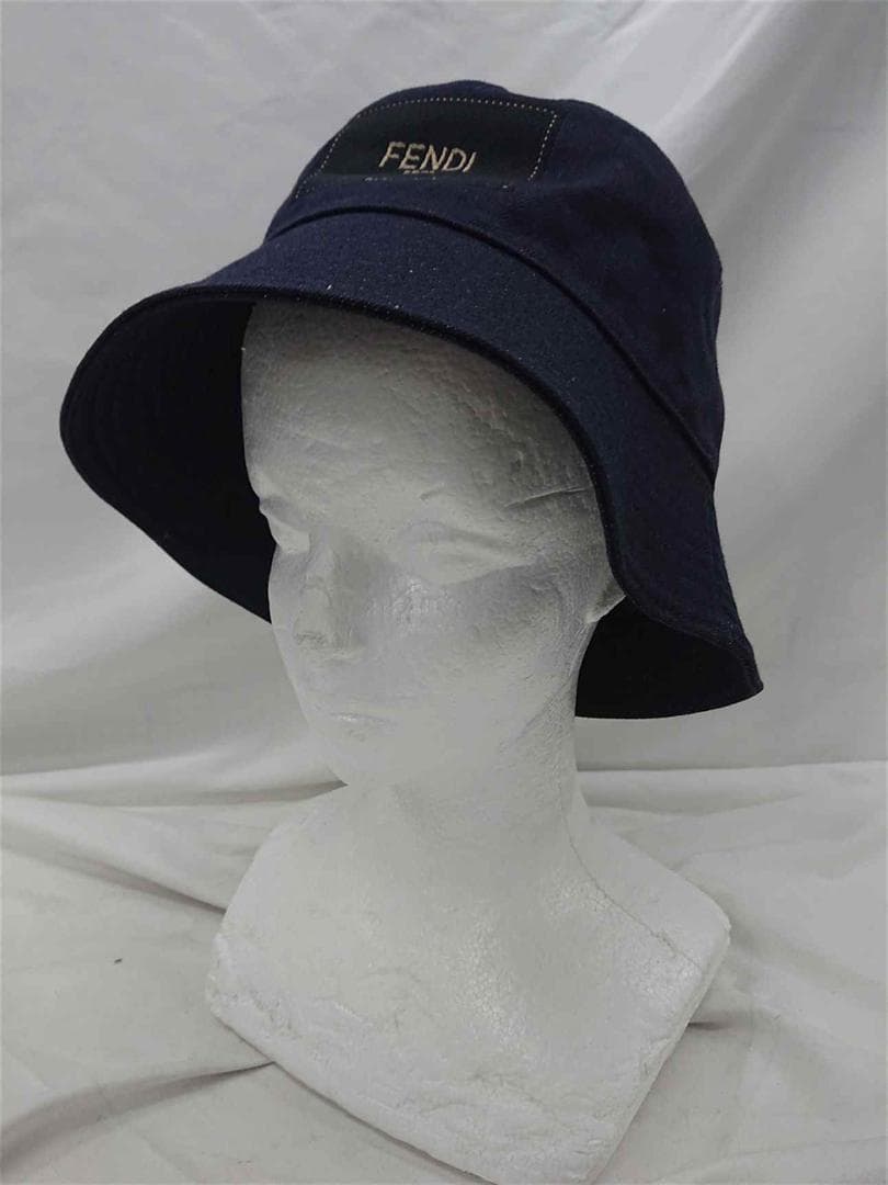 ♡フェンディ FENDI バケットハット コットン ネイビー系 メンズ フェンディ FENDI 帽子 ハット バケットハット バケハ ファッション