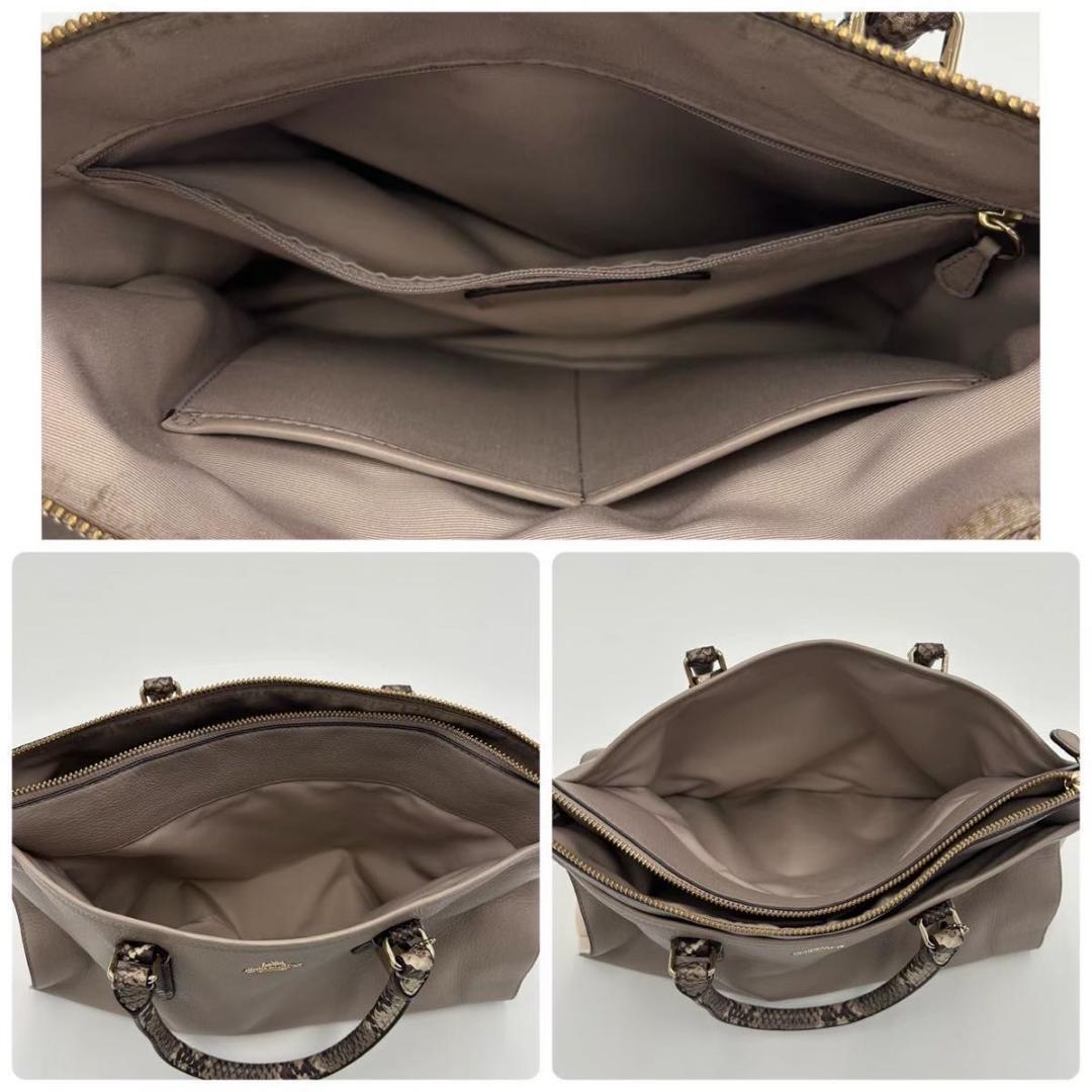 COACH コーチ トートバッグ パイソン柄 レザー ベージュ F35887 - メルカリ