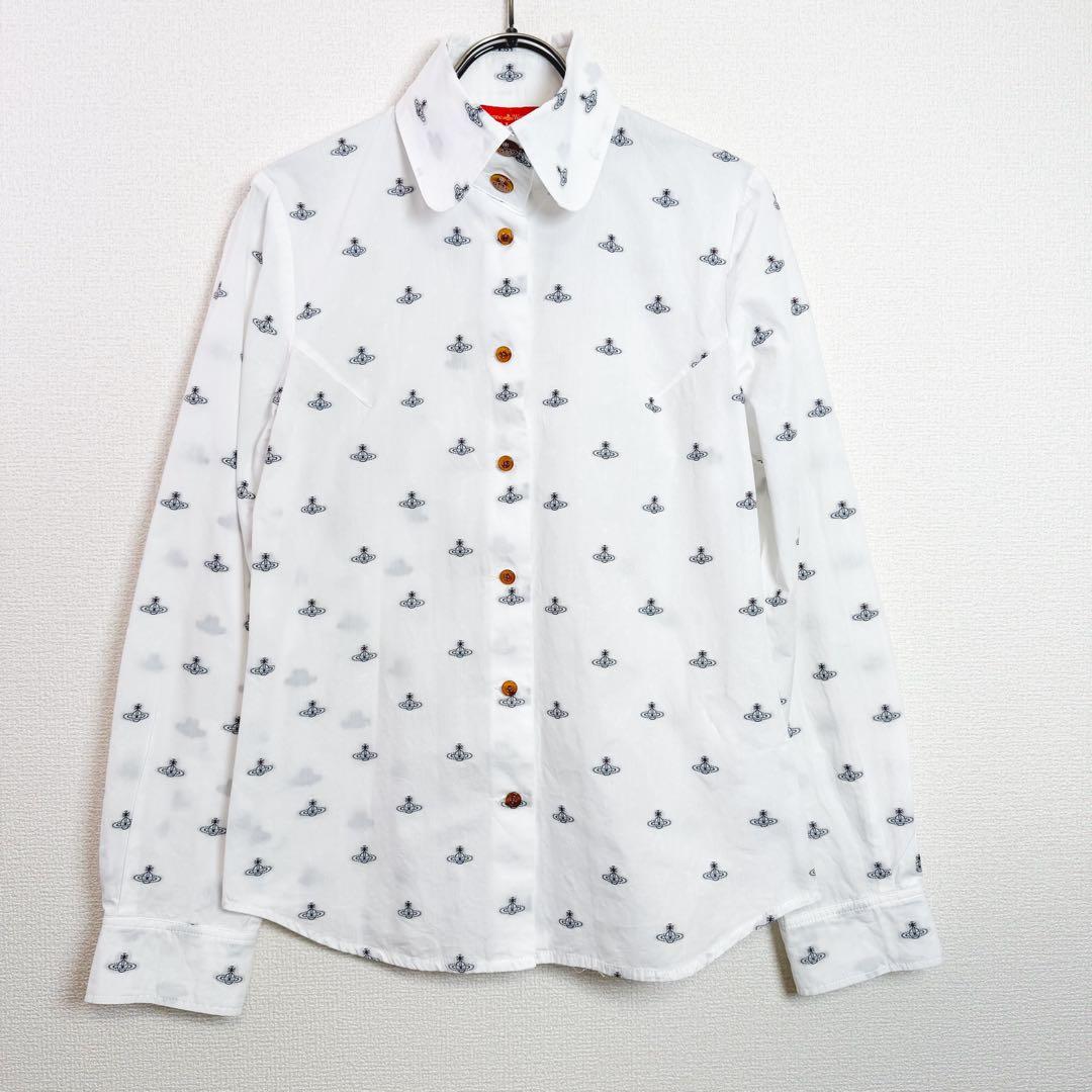 楽一番　ヴィヴィアンウエストウッド　総柄　オーブ　シャツ　丸襟 Vivienne Westwood ヴィヴィアンウエストウッド ブラウス シャツ