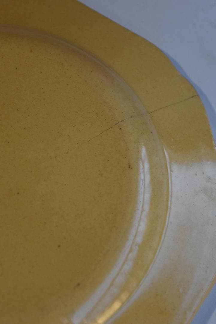 1枚はおまけ 19世紀アプト窯 黄釉花リム デセール皿 アンティーク