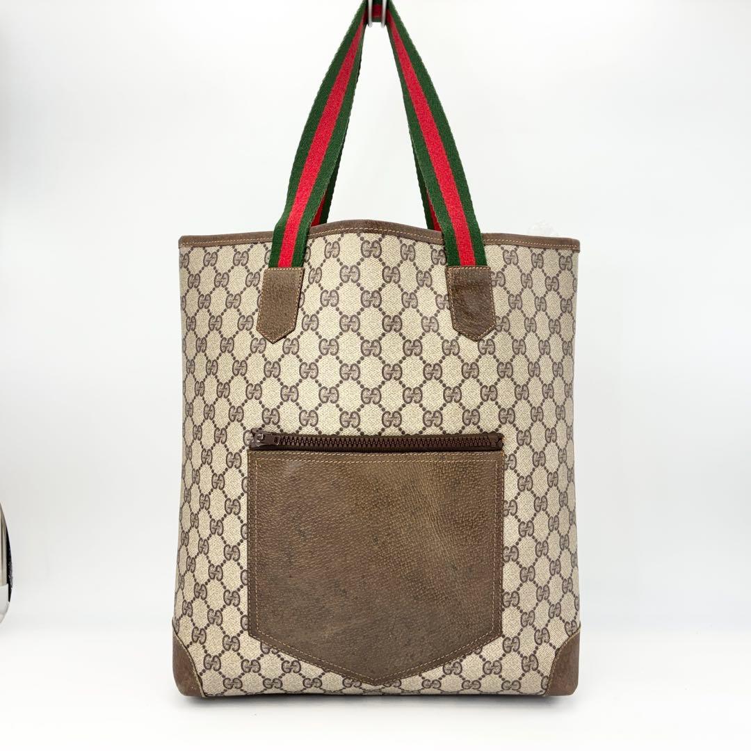 GUCCI トートバッグ 肩掛け GG柄 シェリーライン PVC A4収納可能