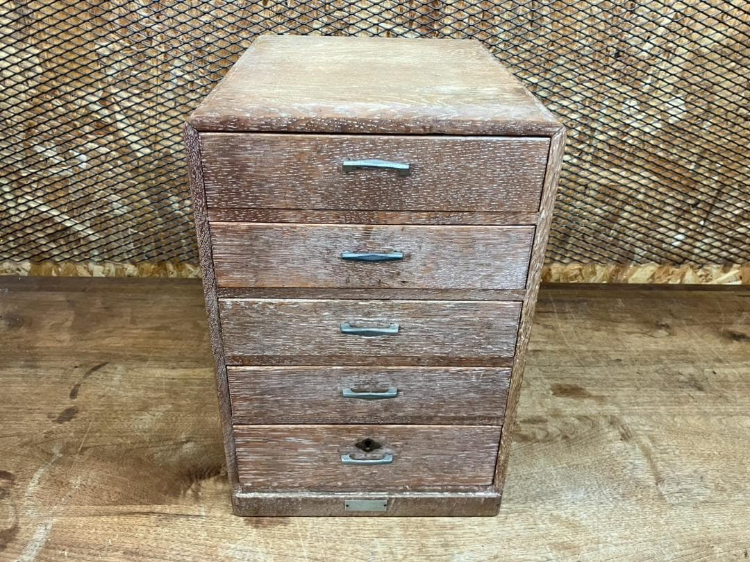 アンティーク★古道具★引き出し5段★小引き出し★レターケース★木製 木製の小引き出し5段 №2・/ソーイングボックス/収納/アンティーク