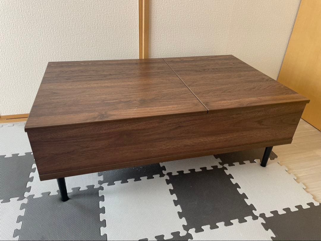 ジ*ナ様 美品　ニトリ　昇降リビングテーブル　収納引き出し付き　ローテーブル　北 ニトリ（NITORI） 幅135cm 昇降リビングダイニングテーブル センター