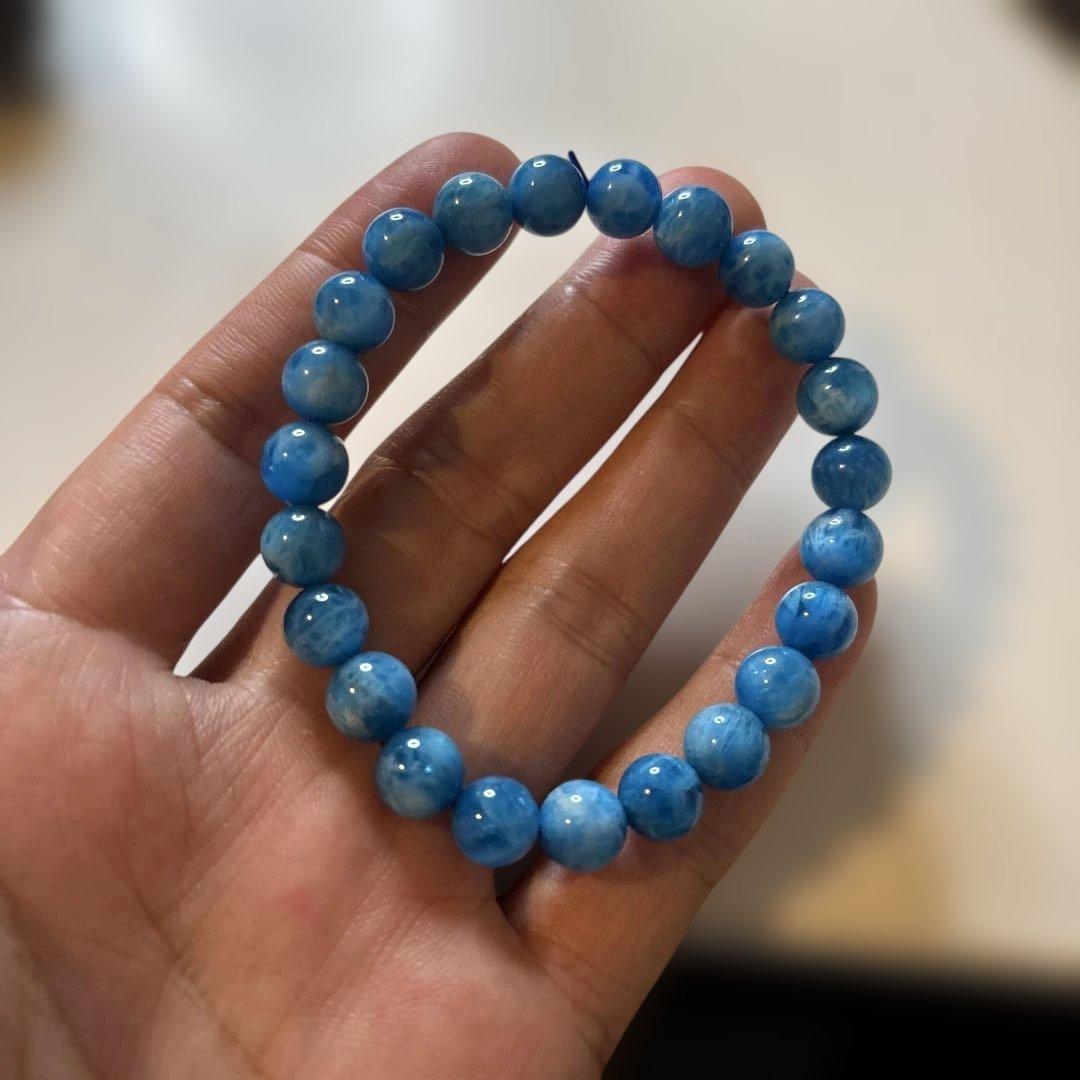 ラリマーみたいにすっごい綺麗なアパタイトたん！頭にズーンと来る！ ブレスレット ラリマー アパタイト 10mm ブラジル産 天然石