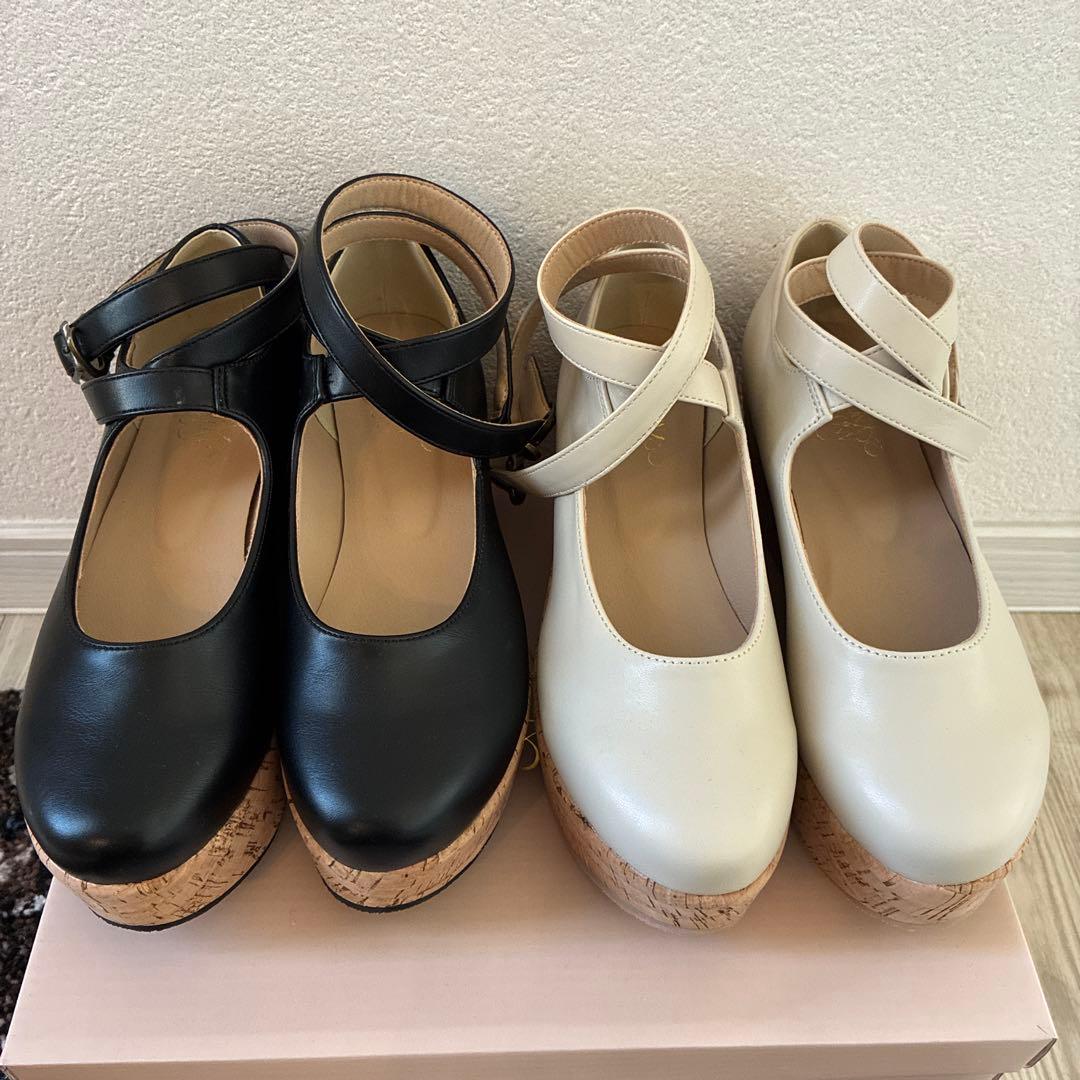 アナザーアンジェラス クロス ストラップ 厚底 パンプス 二足セット an another angelus（アンアナザーアンジェラス） パンプス クロス